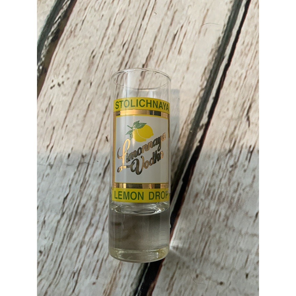 Stolichnaya Russian Lemon‎ Drop Liminnaya Vodka Shot Glass  3.25" Tall